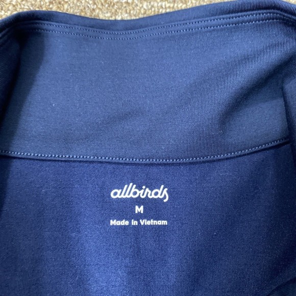 All birds Mens 1/4 zip natural run midlayer tshirt $98 Blue long sleeve Co Logo - Picture 8 of 12